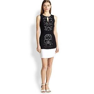 Ali Ro black and white laser cutout shift dress size 4